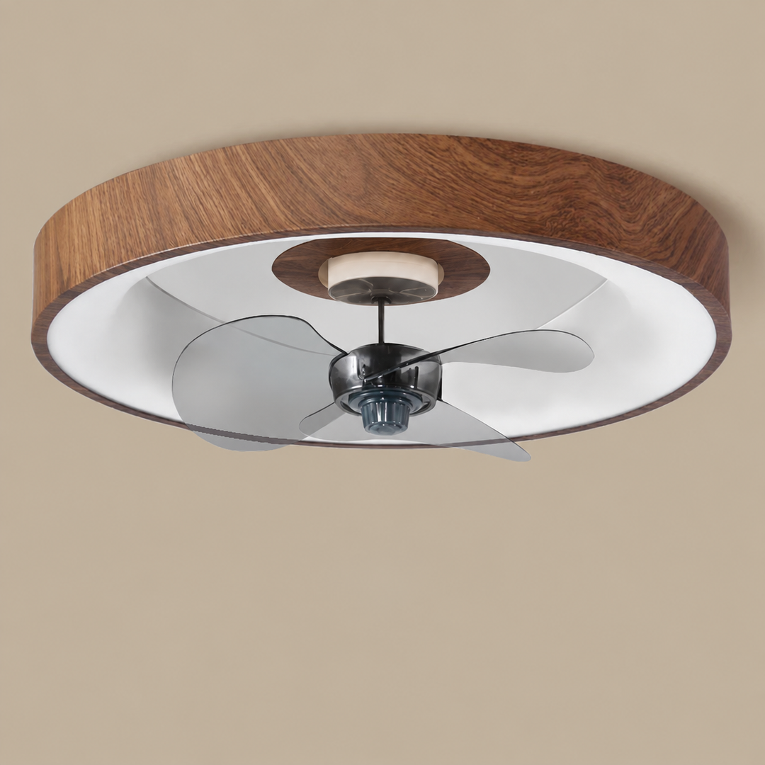 Ventilateur de plafond moderne à LED en fer acrylique rond pour chambre à coucher 