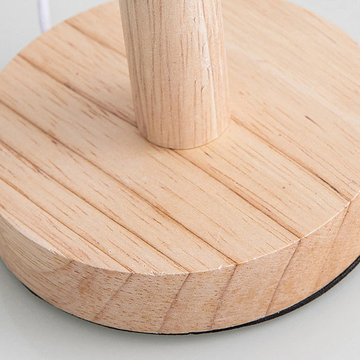 Contemporary Nordic Cylinder Solid Wood Fabric LED Table Lamp For Bedroom