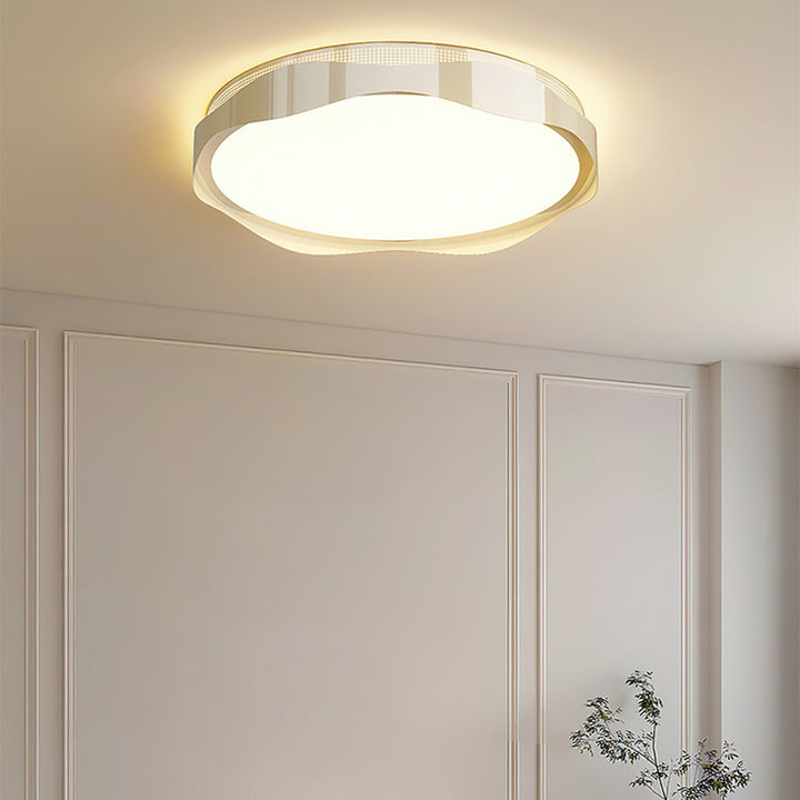 Plafonnier LED rond en fer traditionnel en plastique pour chambre à coucher 