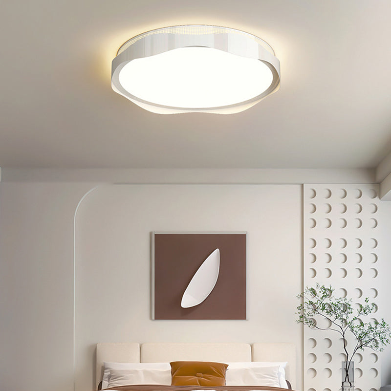 Traditional French Round Iron Plastic LED Flush Mount Ceiling Light For Bedroom
