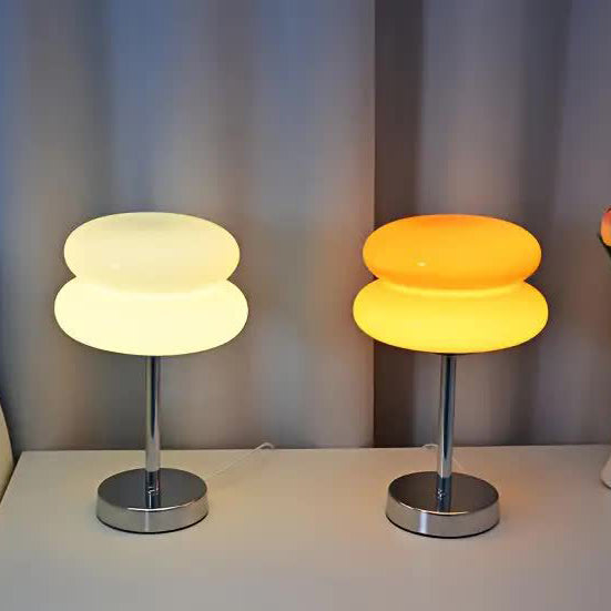 Zeitgenössische kreative Torten-Eisen-Glas-LED-Tischlampe für das Schlafzimmer 