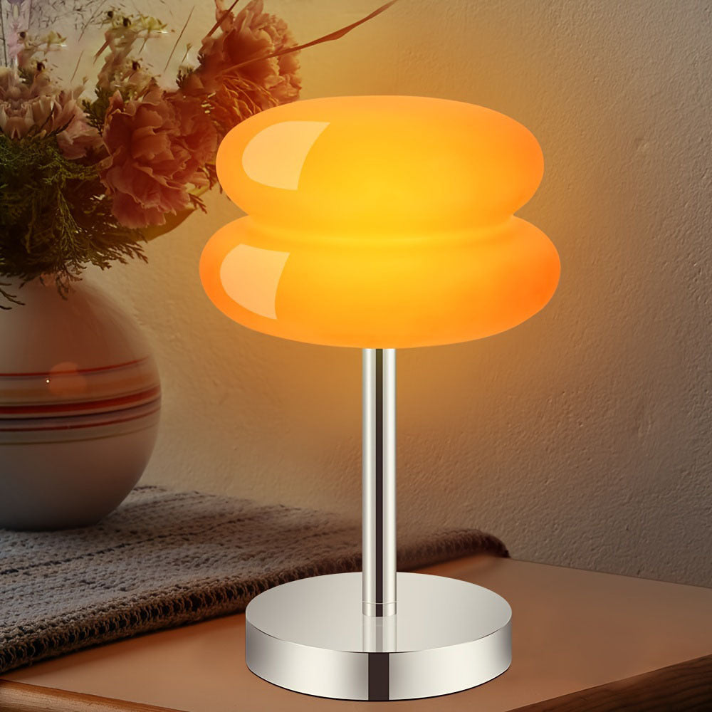 Zeitgenössische kreative Torten-Eisen-Glas-LED-Tischlampe für das Schlafzimmer 
