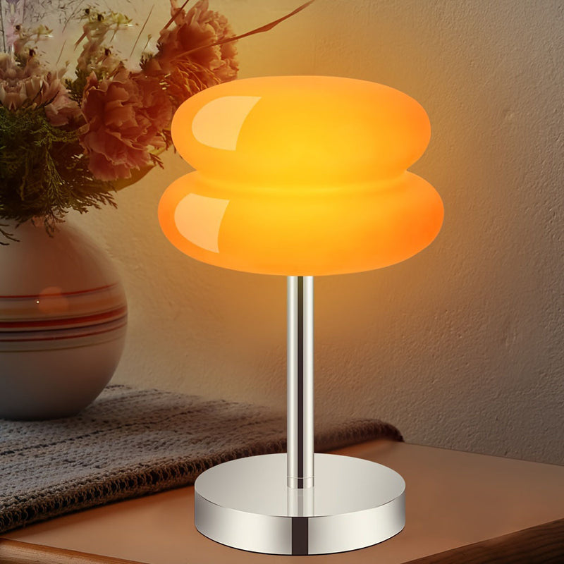 Zeitgenössische kreative Torten-Eisen-Glas-LED-Tischlampe für das Schlafzimmer 