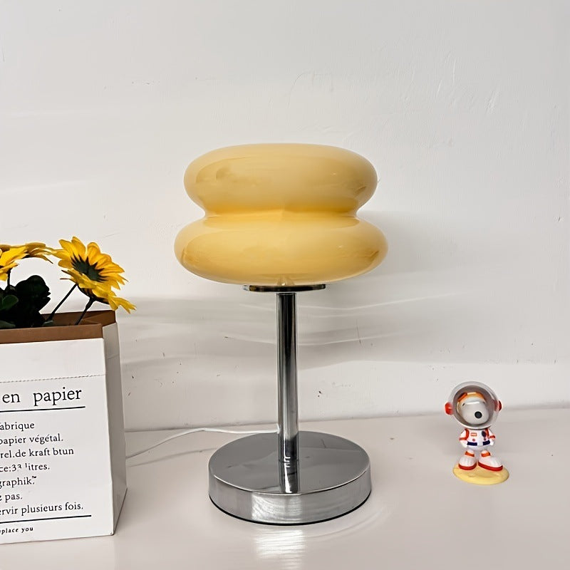 Zeitgenössische kreative Torten-Eisen-Glas-LED-Tischlampe für das Schlafzimmer 
