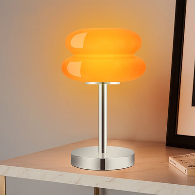 Zeitgenössische kreative Torten-Eisen-Glas-LED-Tischlampe für das Schlafzimmer 