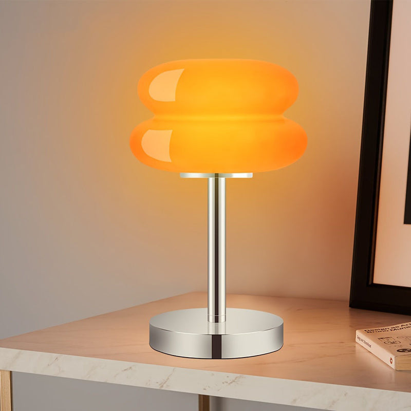 Zeitgenössische kreative Torten-Eisen-Glas-LED-Tischlampe für das Schlafzimmer 