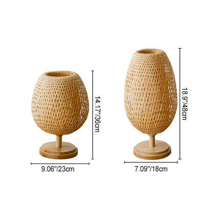 Lampe de table traditionnelle en bois massif bambou chinois 1 lumière pour chambre à coucher 