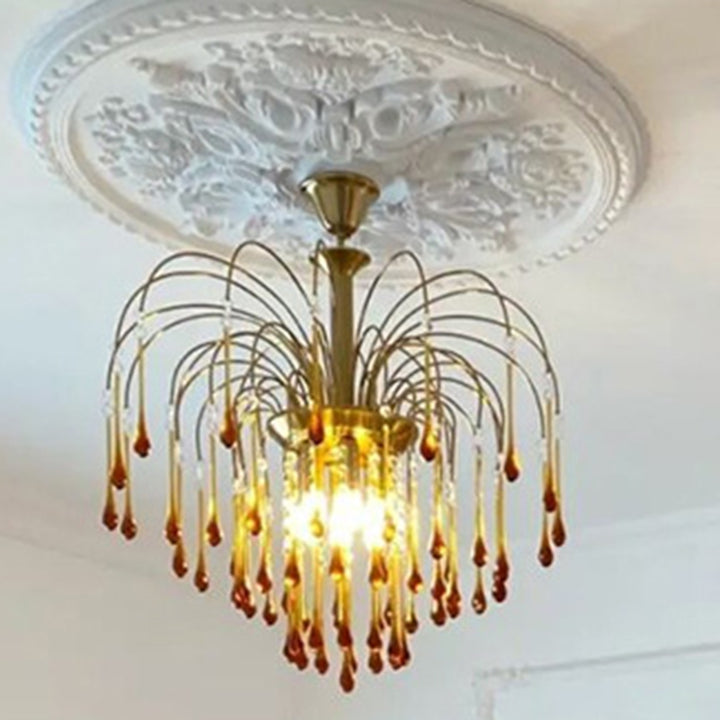 Lustre moderne de luxe en fer et verre cristal en forme de goutte d&