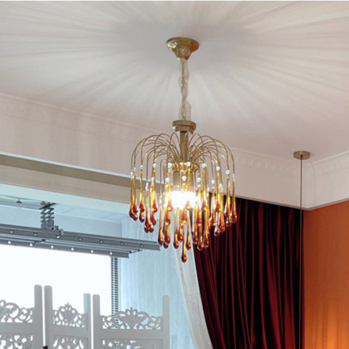 Lustre moderne de luxe en fer et verre cristal en forme de goutte d&