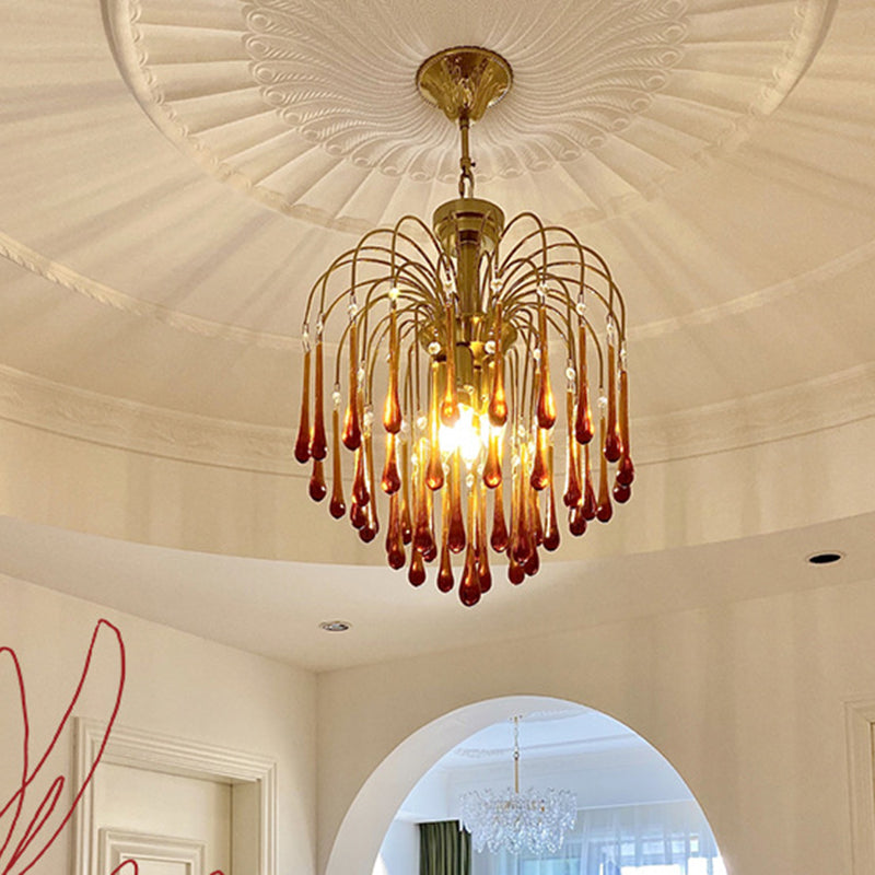 Lustre moderne de luxe en fer et verre cristal en forme de goutte d&
