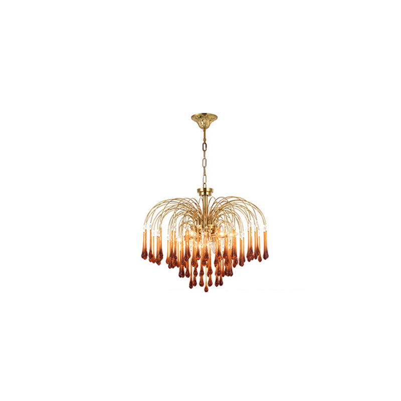 Lustre moderne de luxe en fer et verre cristal en forme de goutte d&