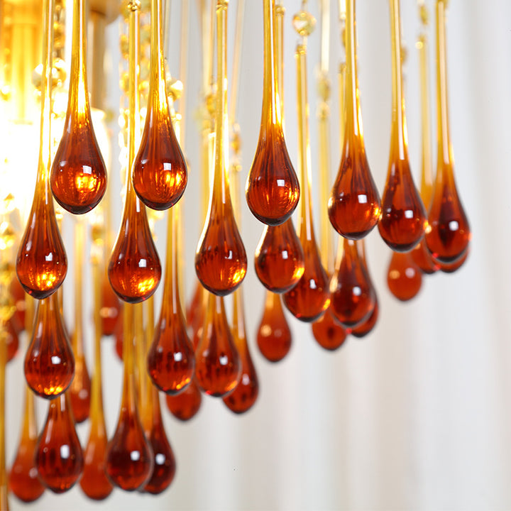 Lustre moderne de luxe en fer et verre cristal en forme de goutte d&