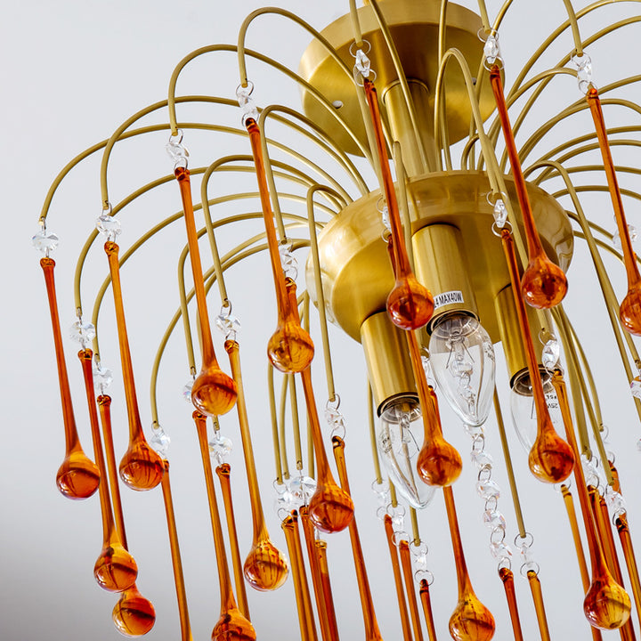 Lustre moderne de luxe en fer et verre cristal en forme de goutte d&