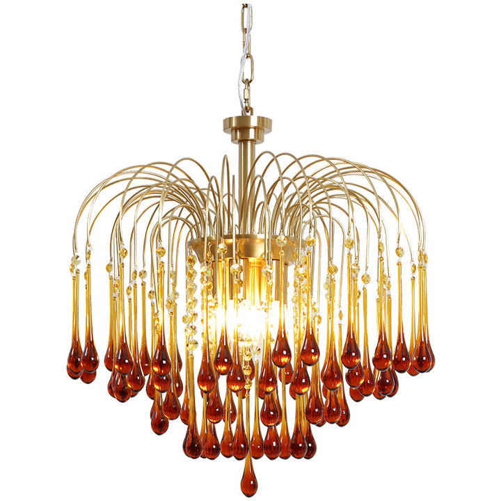 Lustre moderne de luxe en fer et verre cristal en forme de goutte d&