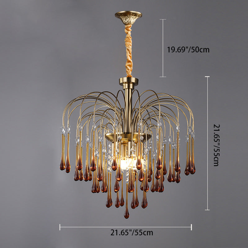 Lustre moderne de luxe en fer et verre cristal en forme de goutte d&