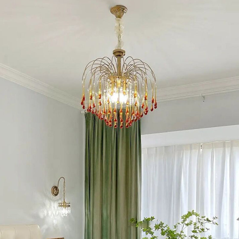 Lustre moderne de luxe en fer et verre cristal en forme de goutte d&