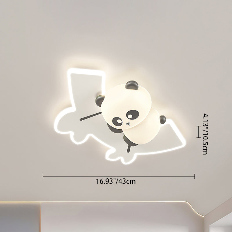 Zeitgenössische kreative Kinder Cartoon Panda Eisen Acryl LED Deckenleuchte für Schlafzimmer 
