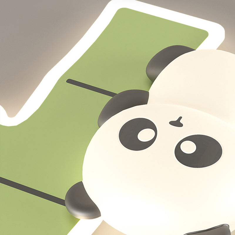 Zeitgenössische kreative Kinder Cartoon Panda Eisen Acryl LED Deckenleuchte für Schlafzimmer 