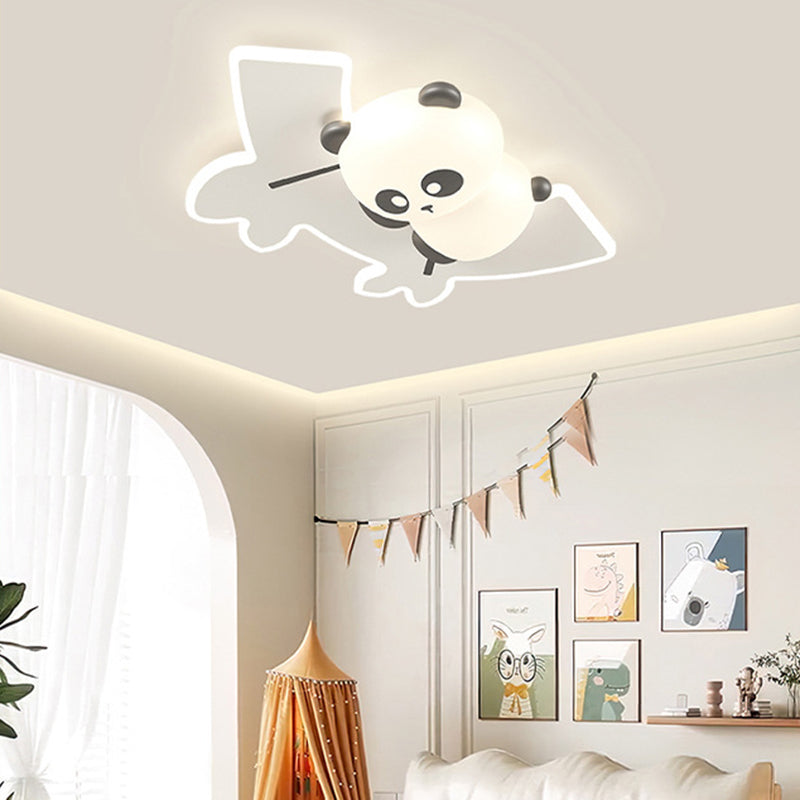 Zeitgenössische kreative Kinder Cartoon Panda Eisen Acryl LED Deckenleuchte für Schlafzimmer 