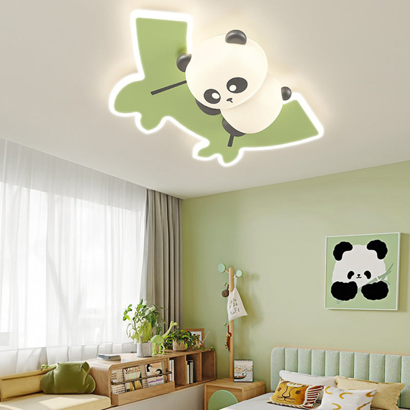 Zeitgenössische kreative Kinder Cartoon Panda Eisen Acryl LED Deckenleuchte für Schlafzimmer 