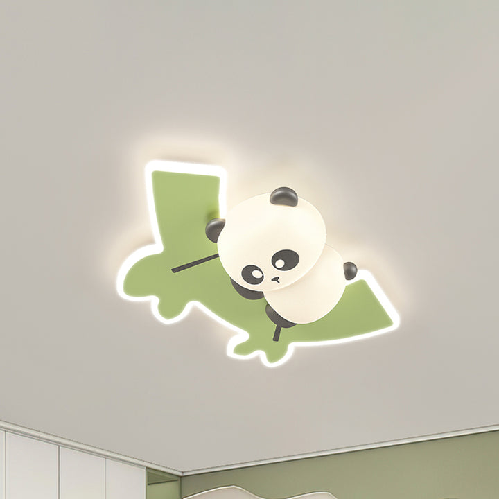 Zeitgenössische kreative Kinder Cartoon Panda Eisen Acryl LED Deckenleuchte für Schlafzimmer 