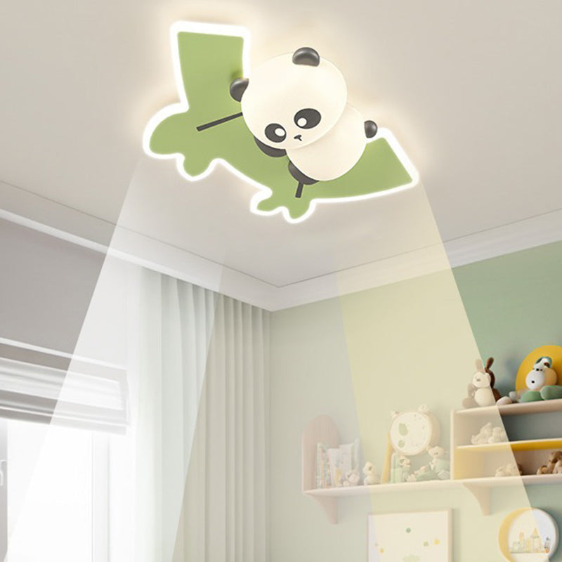 Zeitgenössische kreative Kinder Cartoon Panda Eisen Acryl LED Deckenleuchte für Schlafzimmer 