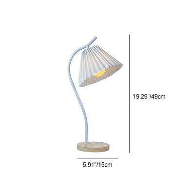 Moderne Einfachheit Kegelstumpf Eisen Stoff Massivholz 1-Licht Tischlampe für Schlafzimmer 