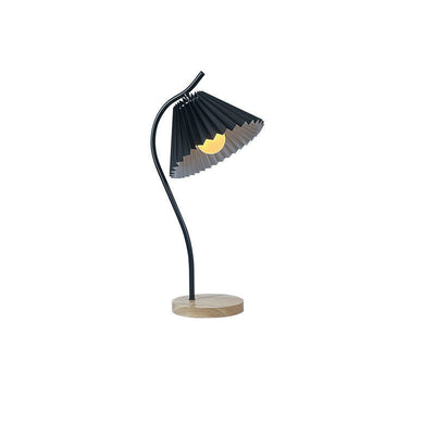 Moderne Einfachheit Kegelstumpf Eisen Stoff Massivholz 1-Licht Tischlampe für Schlafzimmer 