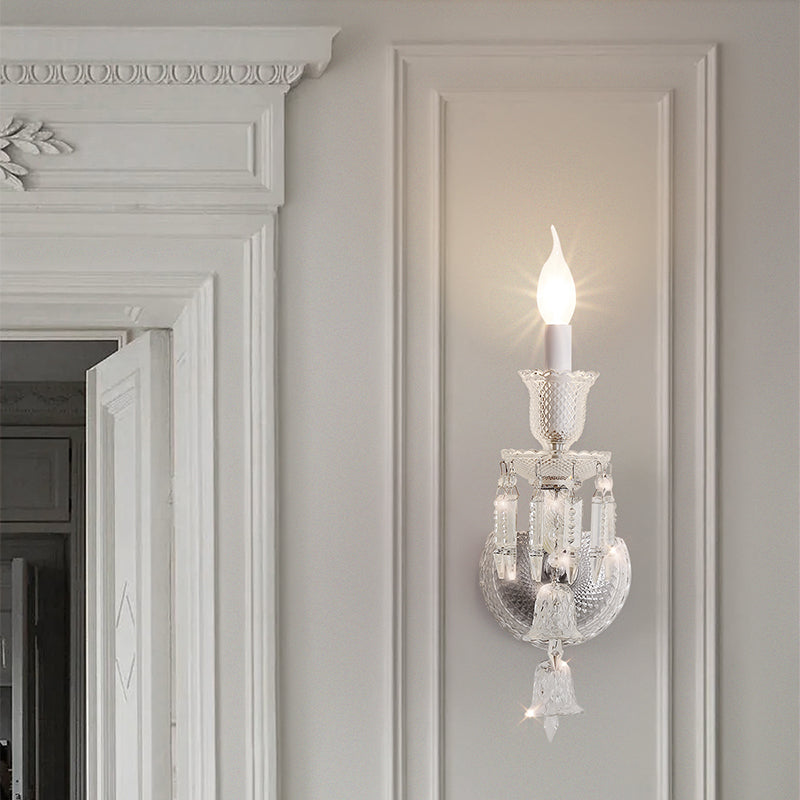 Moderna Lámpara de Pared de 1 Luz de Cristal de Acero Inoxidable de Lujo para Pasillo 