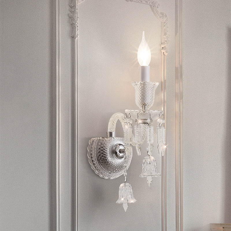 Moderna Lámpara de Pared de 1 Luz de Cristal de Acero Inoxidable de Lujo para Pasillo 