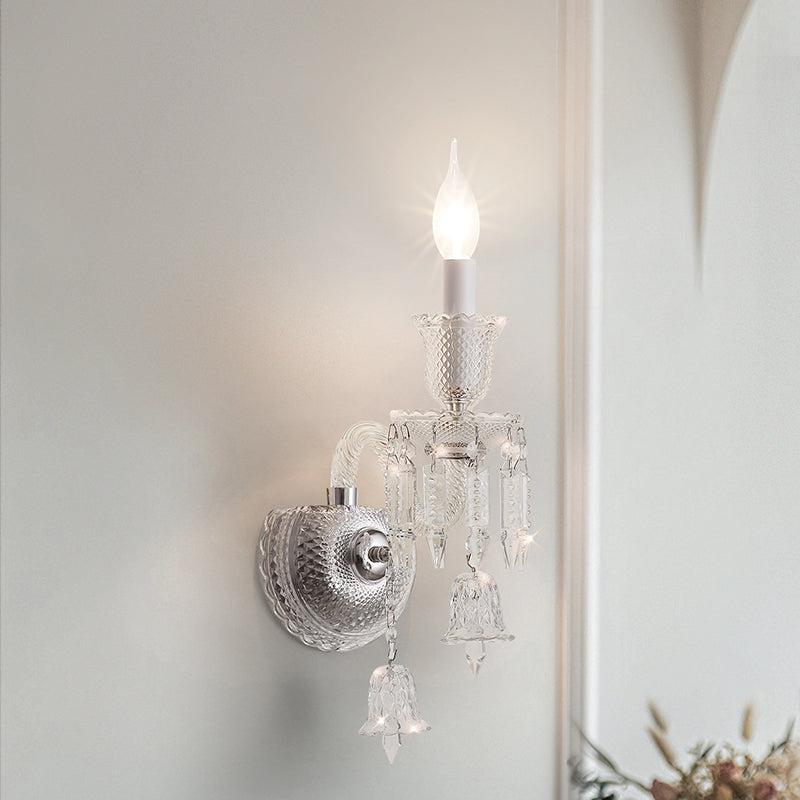 Moderna Lámpara de Pared de 1 Luz de Cristal de Acero Inoxidable de Lujo para Pasillo 