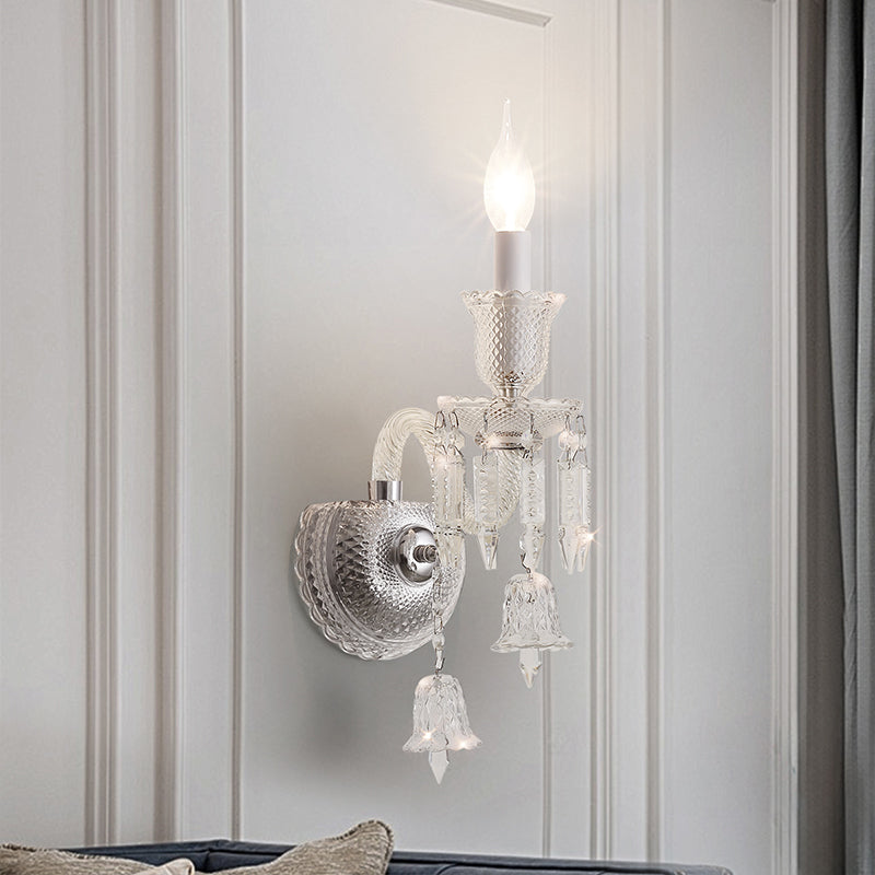 Moderna Lámpara de Pared de 1 Luz de Cristal de Acero Inoxidable de Lujo para Pasillo 