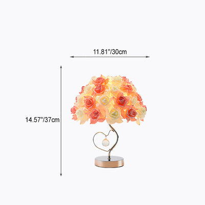 Zeitgenössische kreative Blume Kuppel Stoff Metall Kristall 1-Licht Tischlampe für Schlafzimmer 