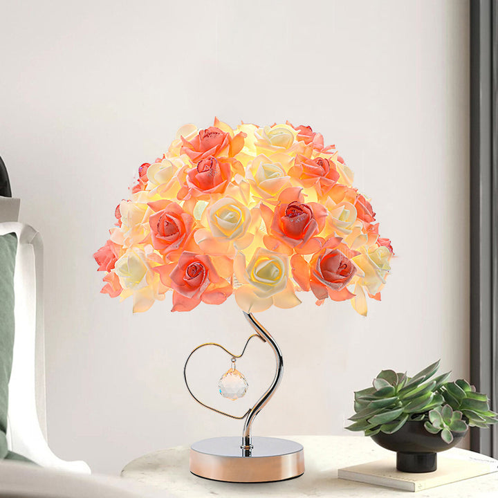 Lampe de Table Contemporaine Créative en Tissu Métal Cristal à 1 Lumière pour Chambre 