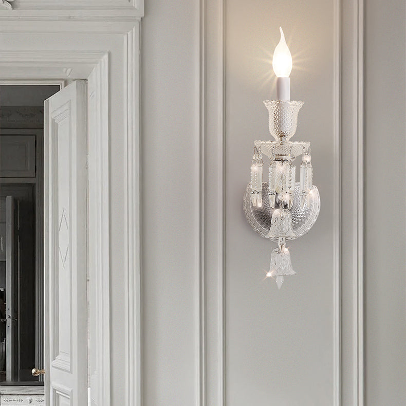 Moderna Lámpara de Pared de 1 Luz de Cristal de Acero Inoxidable de Lujo para Pasillo 