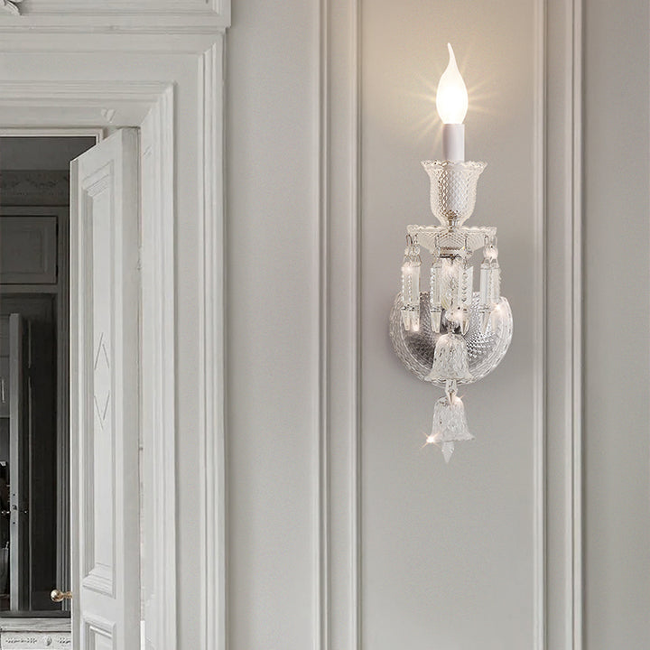 Moderna Lámpara de Pared de 1 Luz de Cristal de Acero Inoxidable de Lujo para Pasillo 