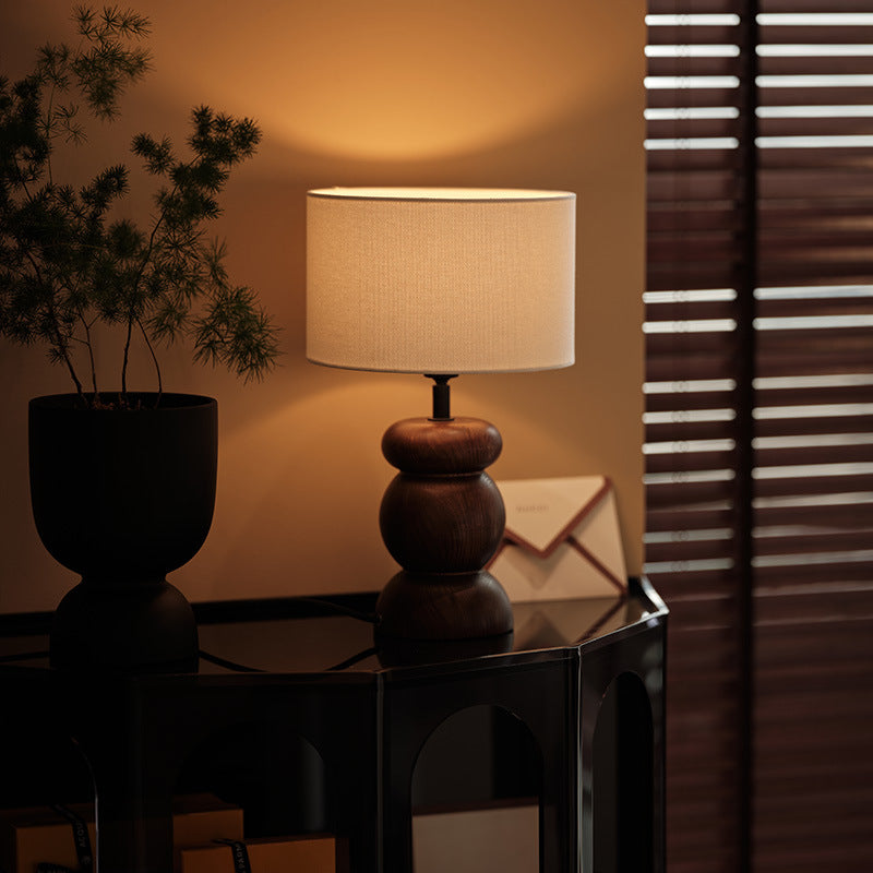 Traditionelle japanische Zylinderstofflampe aus Eschenholz mit 1 Licht für das Schlafzimmer 