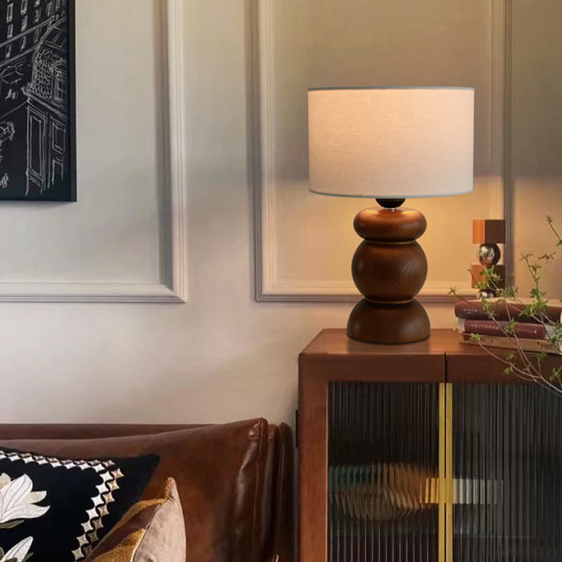 Traditionelle japanische Zylinderstofflampe aus Eschenholz mit 1 Licht für das Schlafzimmer 