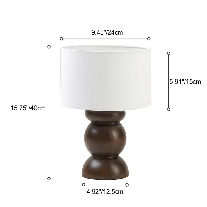 Lampe de Table 1 Lumière en Bois de Frêne avec Tissu Cylindrique Japonais Traditionnel pour Chambre 