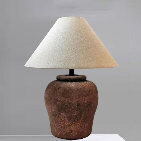 Traditionelle japanische Frustum-Kegel-Keramikstoff 1-Licht Tischlampe für das Schlafzimmer 