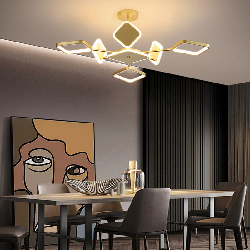Moderne Einfachheit Quadratische Eisen Acryl 4/6/8/12 Licht Kronleuchter für Wohnzimmer 