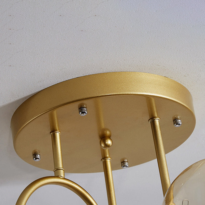 Sphère nordique contemporaine en fer et verre avec lustre à 6 lumières pour chambre 