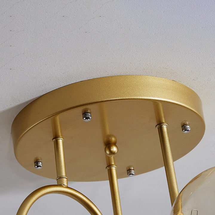 Sphère nordique contemporaine en fer et verre avec lustre à 6 lumières pour chambre 