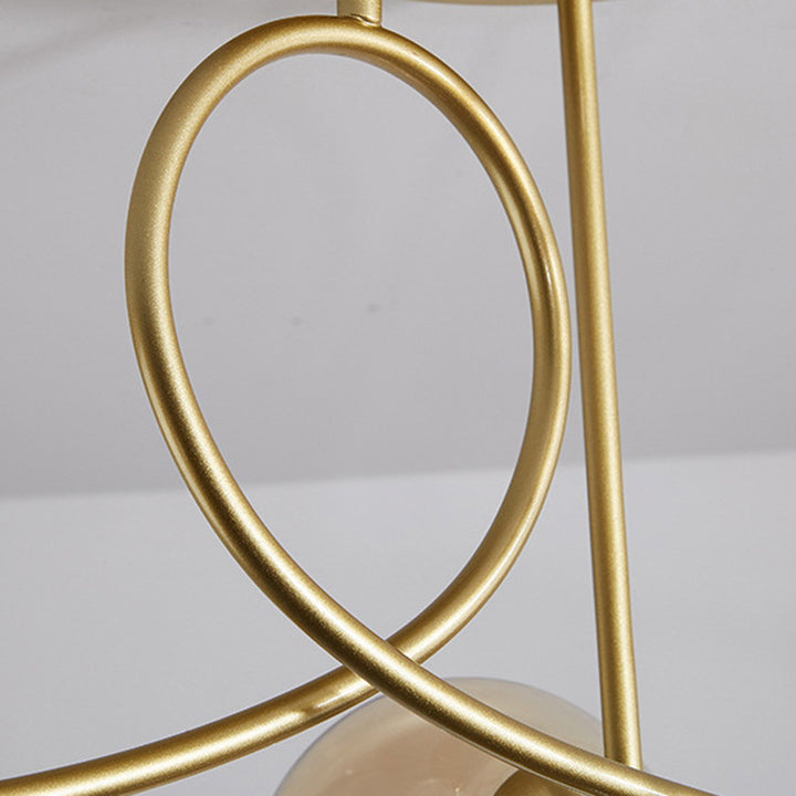 Sphère nordique contemporaine en fer et verre avec lustre à 6 lumières pour chambre 