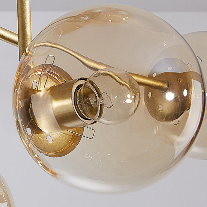 Sphère nordique contemporaine en fer et verre avec lustre à 6 lumières pour chambre 