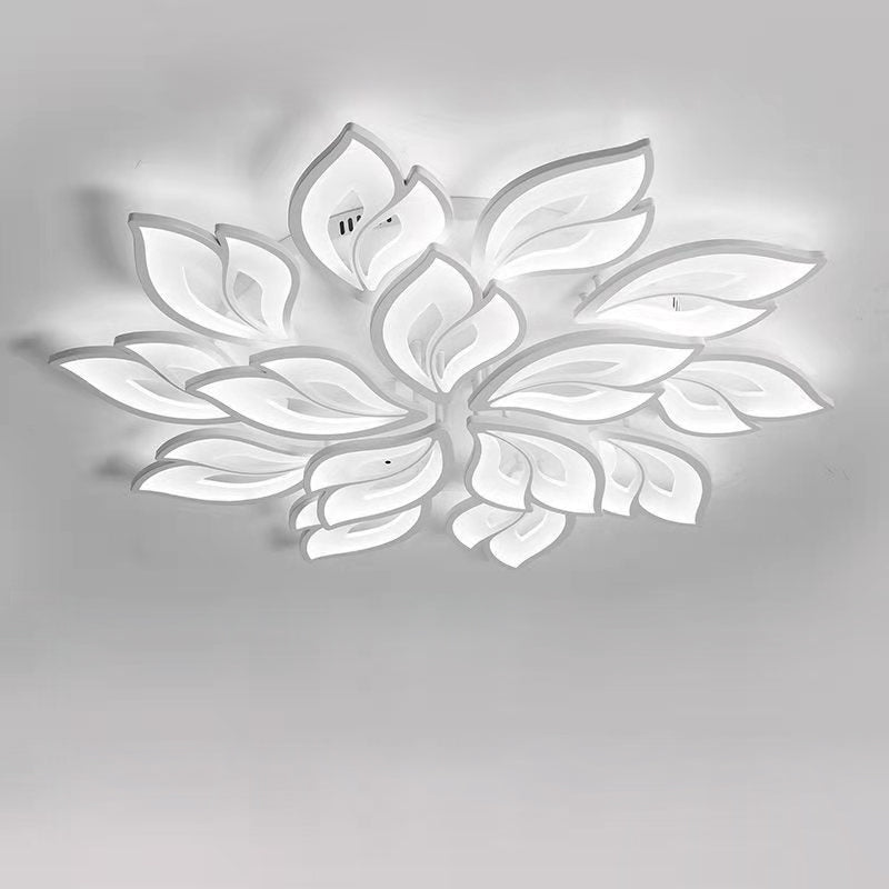 Lustre semi-encastré à LED en fer acrylique pétale nordique contemporain pour salon 