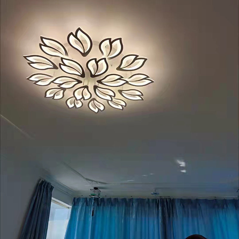 Lustre semi-encastré à LED en fer acrylique pétale nordique contemporain pour salon 