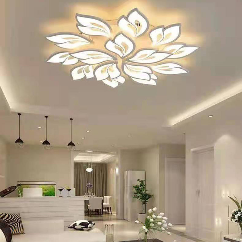 Lustre semi-encastré à LED en fer acrylique pétale nordique contemporain pour salon 