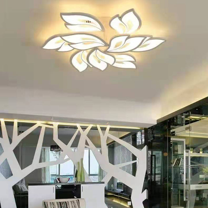 Luz de techo empotrada semi-al ras de LED de acrílico y hierro con pétalos nórdicos contemporáneos para sala de estar 