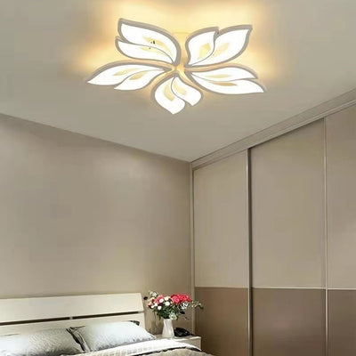 Contemporary Nordic Petal Iron Acrylic LED Semi-Flush Mount Ceiling Light For Living Room
